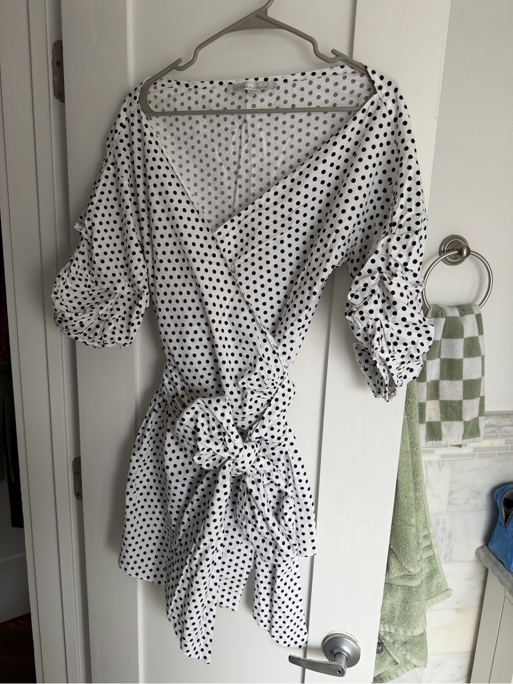 Lovers + Friends White Polka Dot Tie Mini Dress